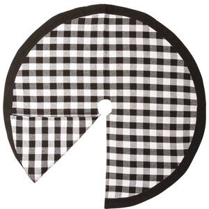 Holiday Time 48 inch Black and White Buffalo Plaid Checkered Tree Skirt